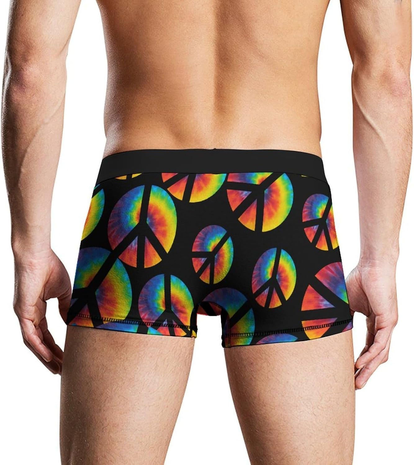 Tie Dye Peace Sign Men's Boxer Briefs Novelty Underwear Trunks Short Underpants
