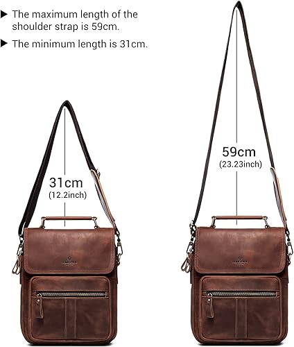 Miniatura 5 de gzcz Bolso bandolera de cuero para hombre, bolso de mensajero para hombres y mujeres, viajes al aire libre y negocios