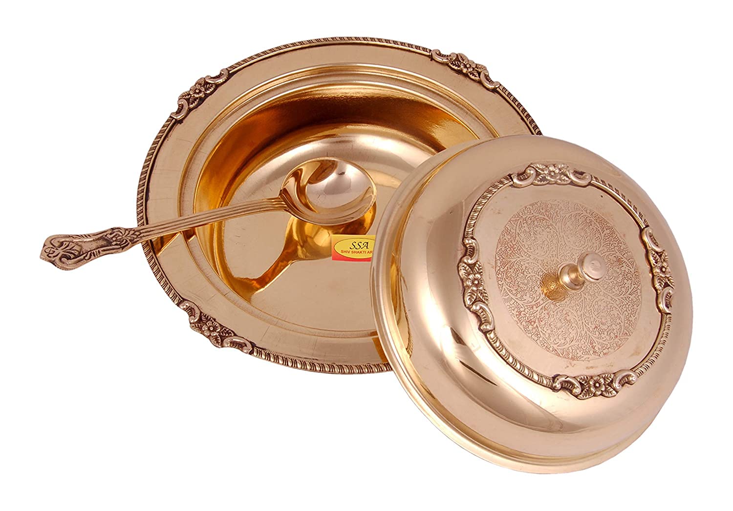 Shiv Shakti Arts Pure Brass Designer Serving Spoon Big - 9