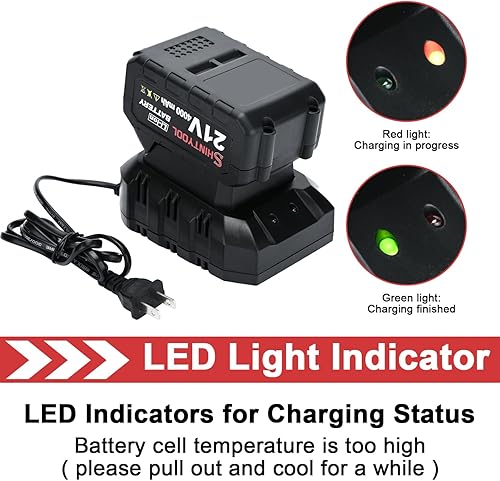 Miniatura 4 de Base de cargador rápido de un solo puerto de 21 V, cargador rápido para batería de iones de litio de 21 V (batería no incluida)