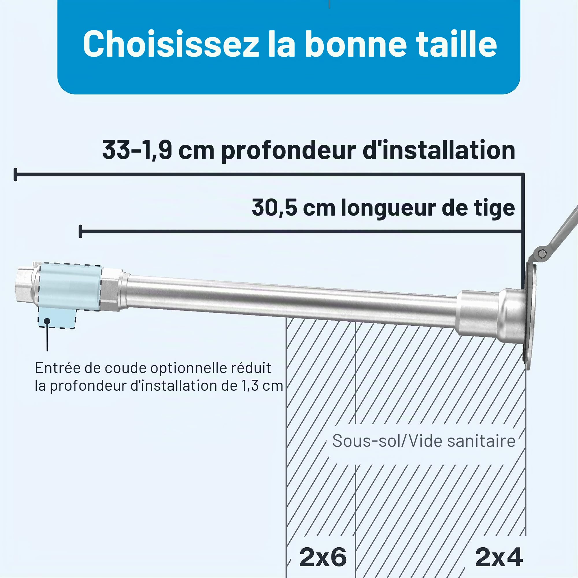 Aquor House Hydrant V1+ Robinet d'extérieur anti-gel avec connexion rapide et anti-siphon, système anti-gel, 30,5 cm, gris ardoise