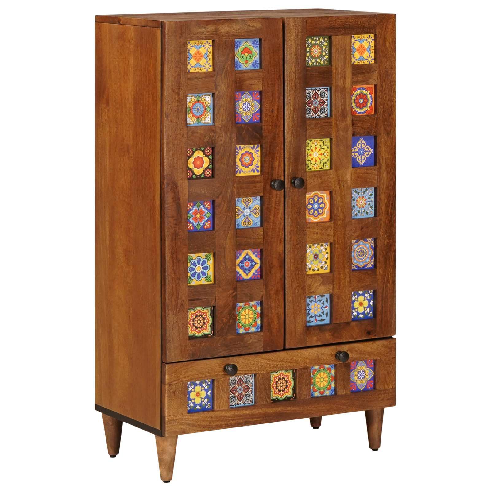 Buffet haut en bois de mangue massif noyer 60x100cm