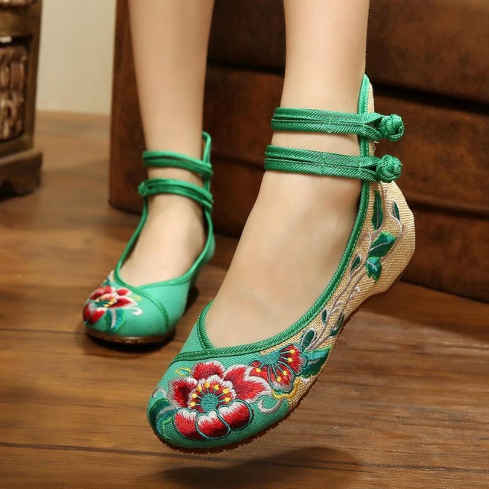 Women's Vintage Embroidered Canvas Ballets Flats Ladies Fabric Plus size Comfortable Chinese Ballerinas Embroidery Women Shoes