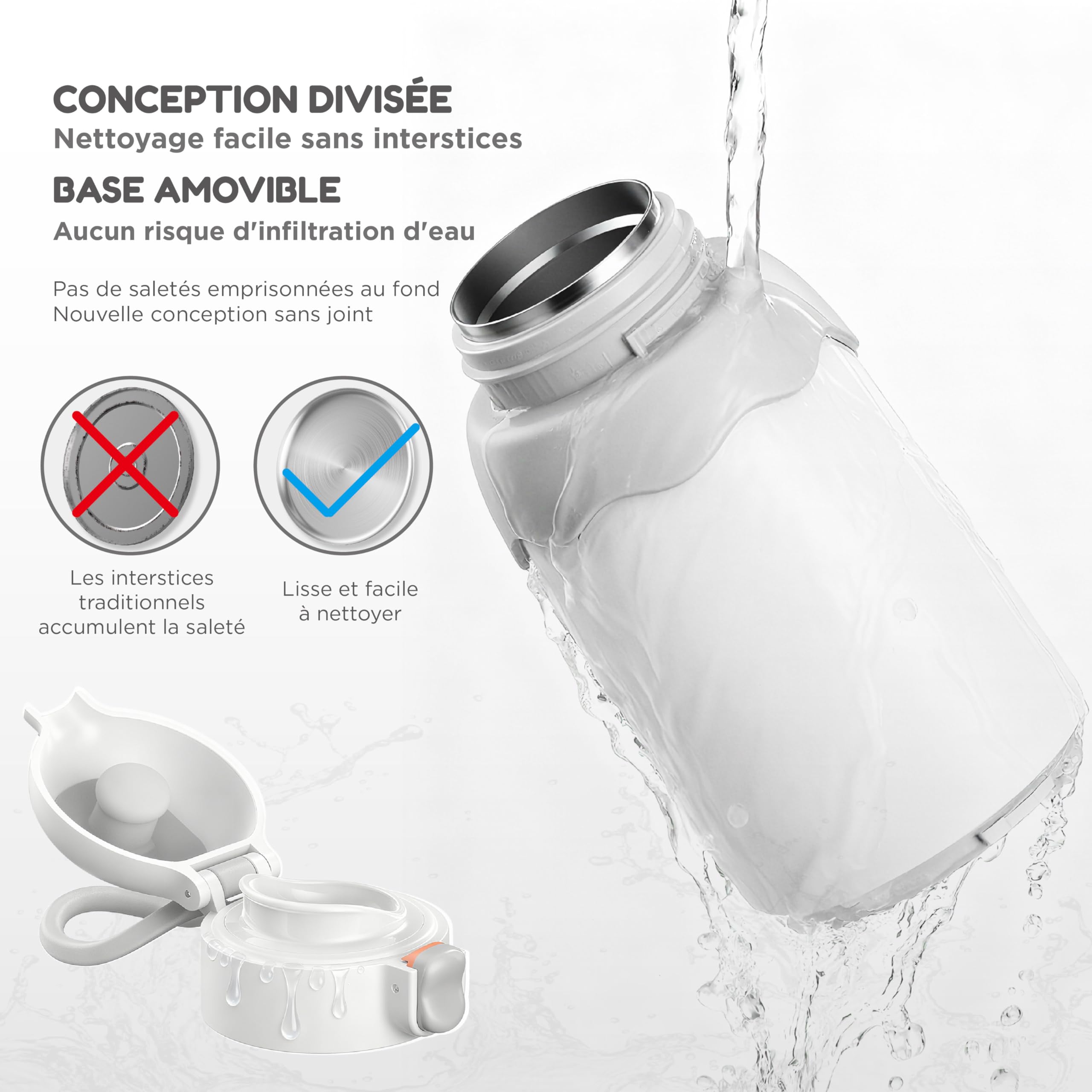 Chauffe Biberon Portable Nomade, 500ml Sans Fil pour Voyage | Température 37-55°C, Acier Inoxydable 316, Batterie 4x2700 mAh, Chauffage Rapide, Gobelet Amovible, Stérilisation Biberon