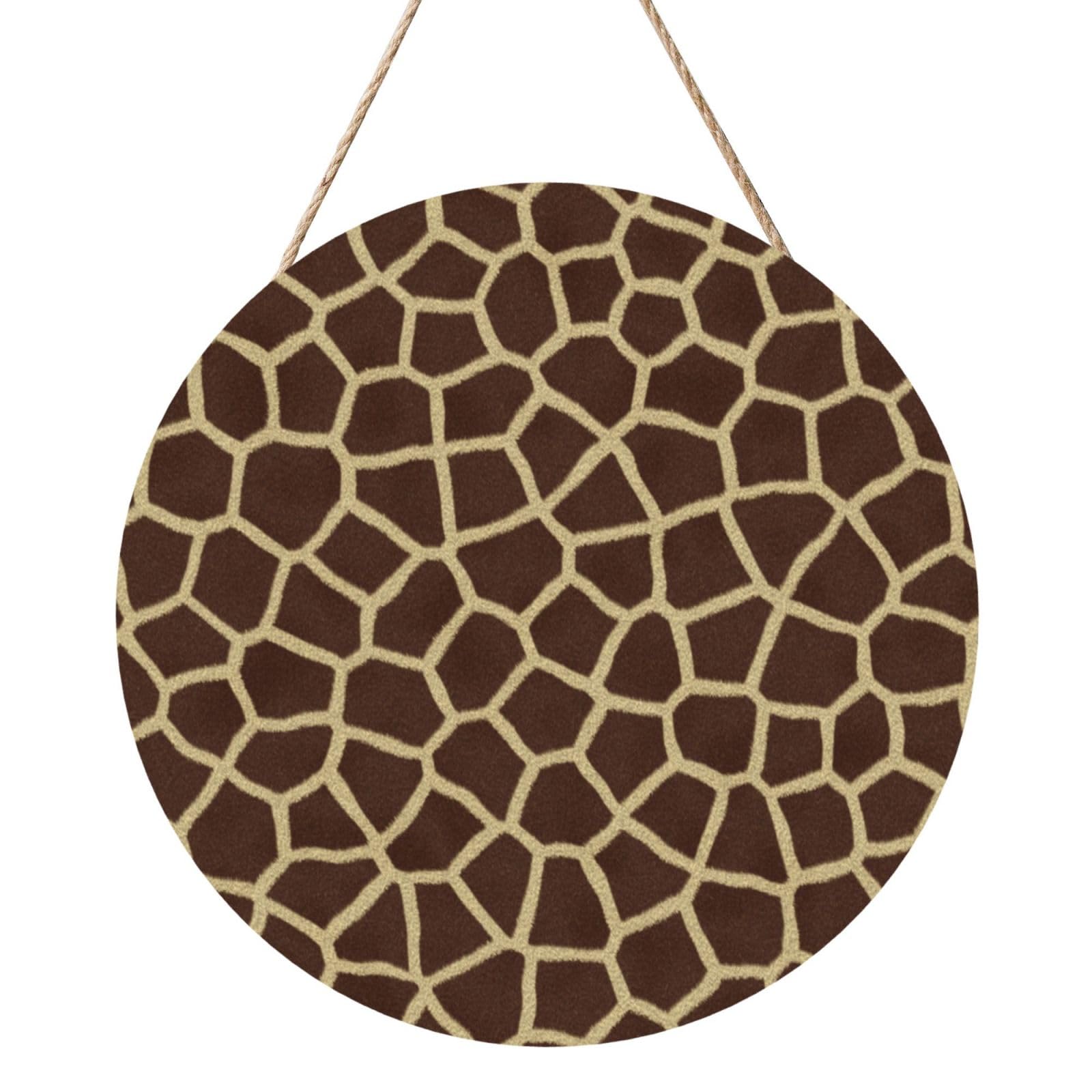 InOmak Giraffe Pattern, Round Wood Panel Painting 12 in, Wall Hanging Painting For Home