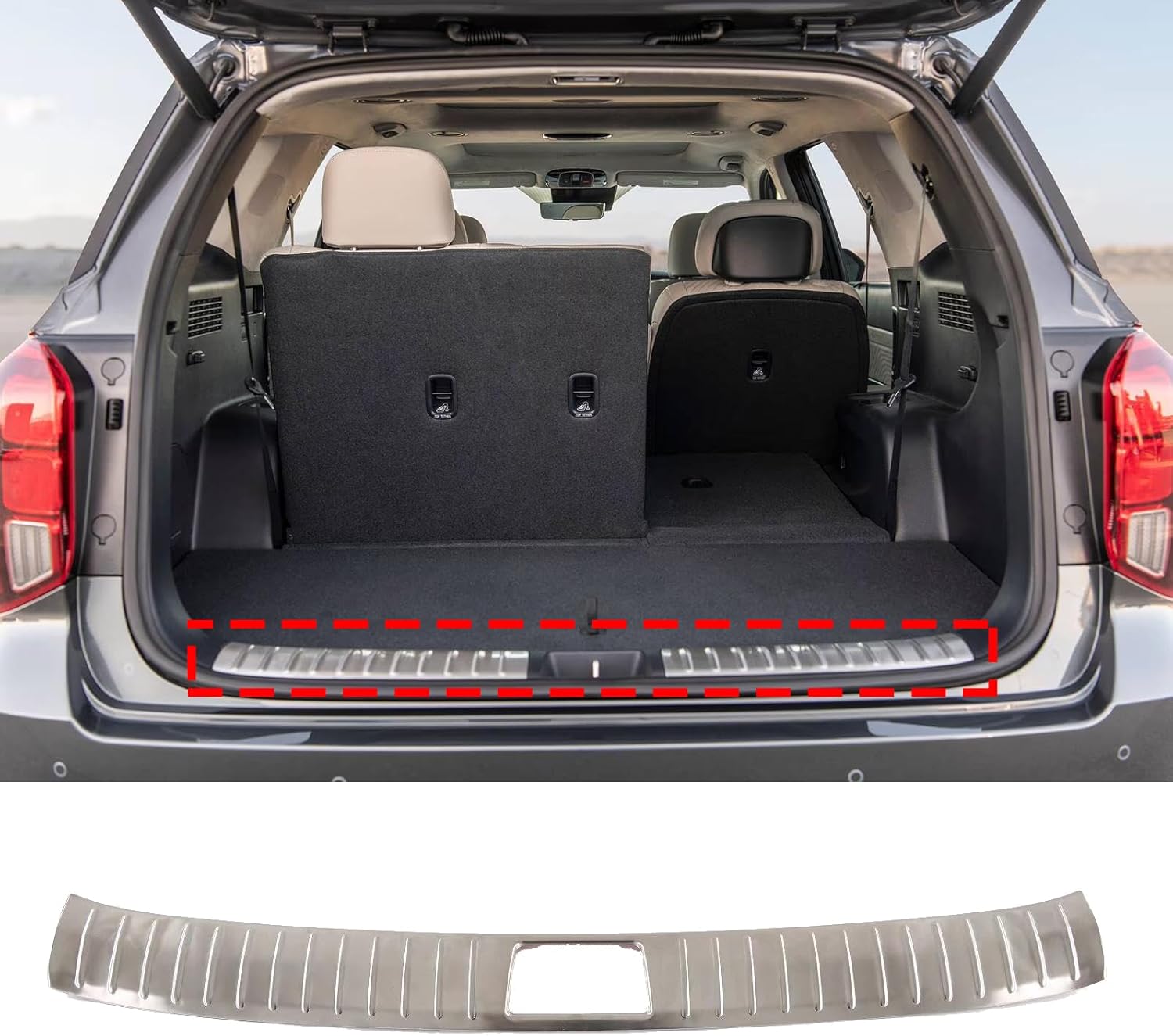Car Stainless Steel Rear Door Bumper Protector, for Hyundai Palisade Accessories,Auto Parts Tailgate Back Trunk Sill Cover Scuff Plate Strip Guard Protection (Silver)