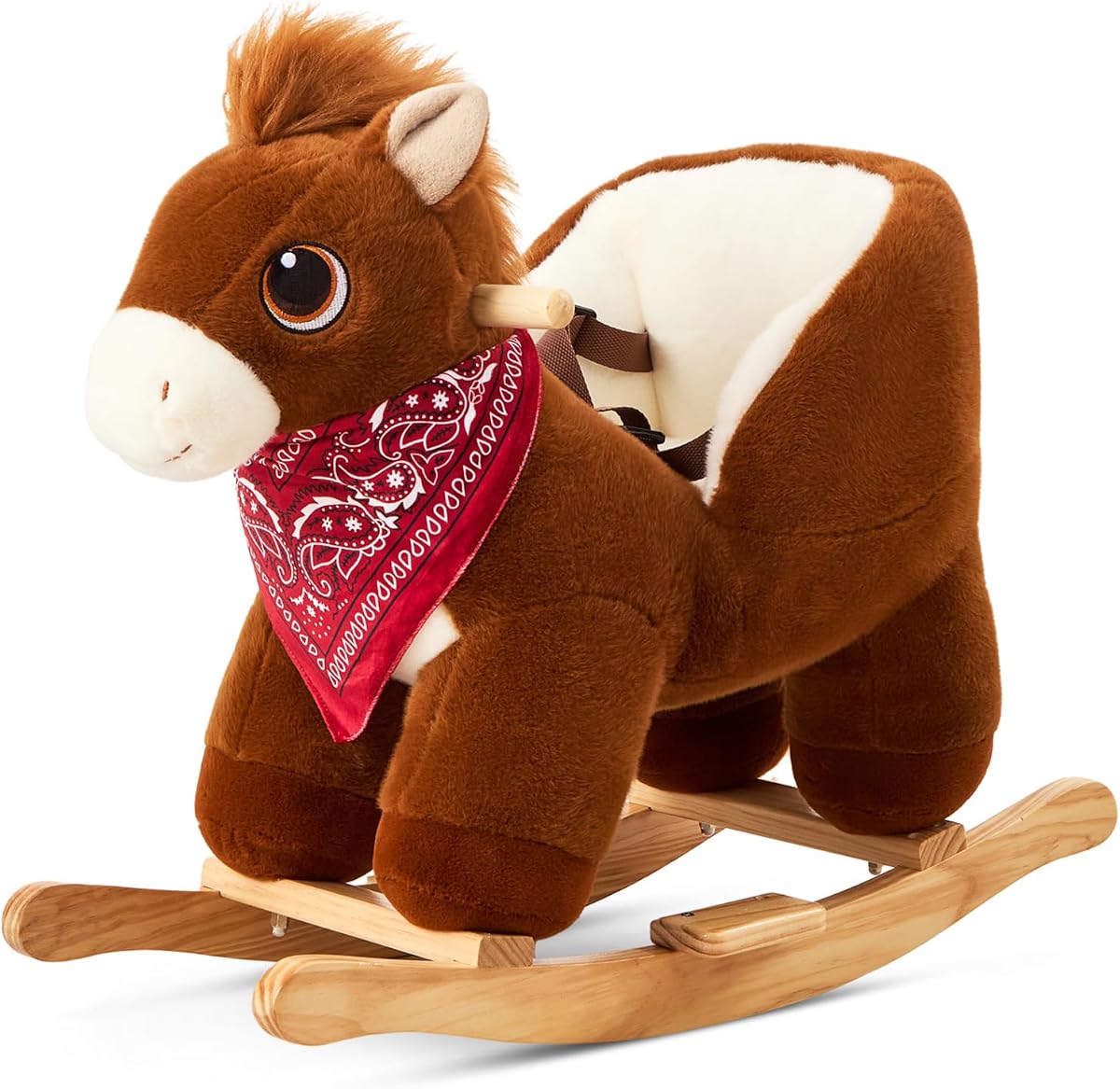 FUNLIO Pony balancín para niños pequeños de 6 meses a 3 años, caballo balancín para bebé salvaje con cinturón de seguridad, paseo en caballo de peluche, balancín para bebé fácil de montar, guardería, certificado CPC y CE - marrón oscuro