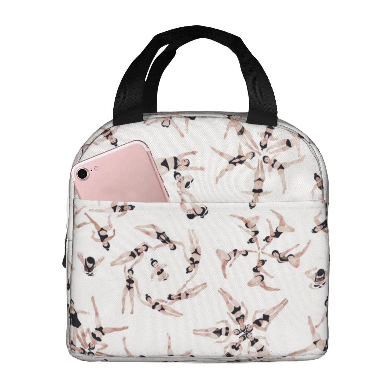 JAYWIS Swimming Print Lunch Bags for Women for Work,Large Capacity Lunch Tote Bag,Lunch Box Container for Work School Office