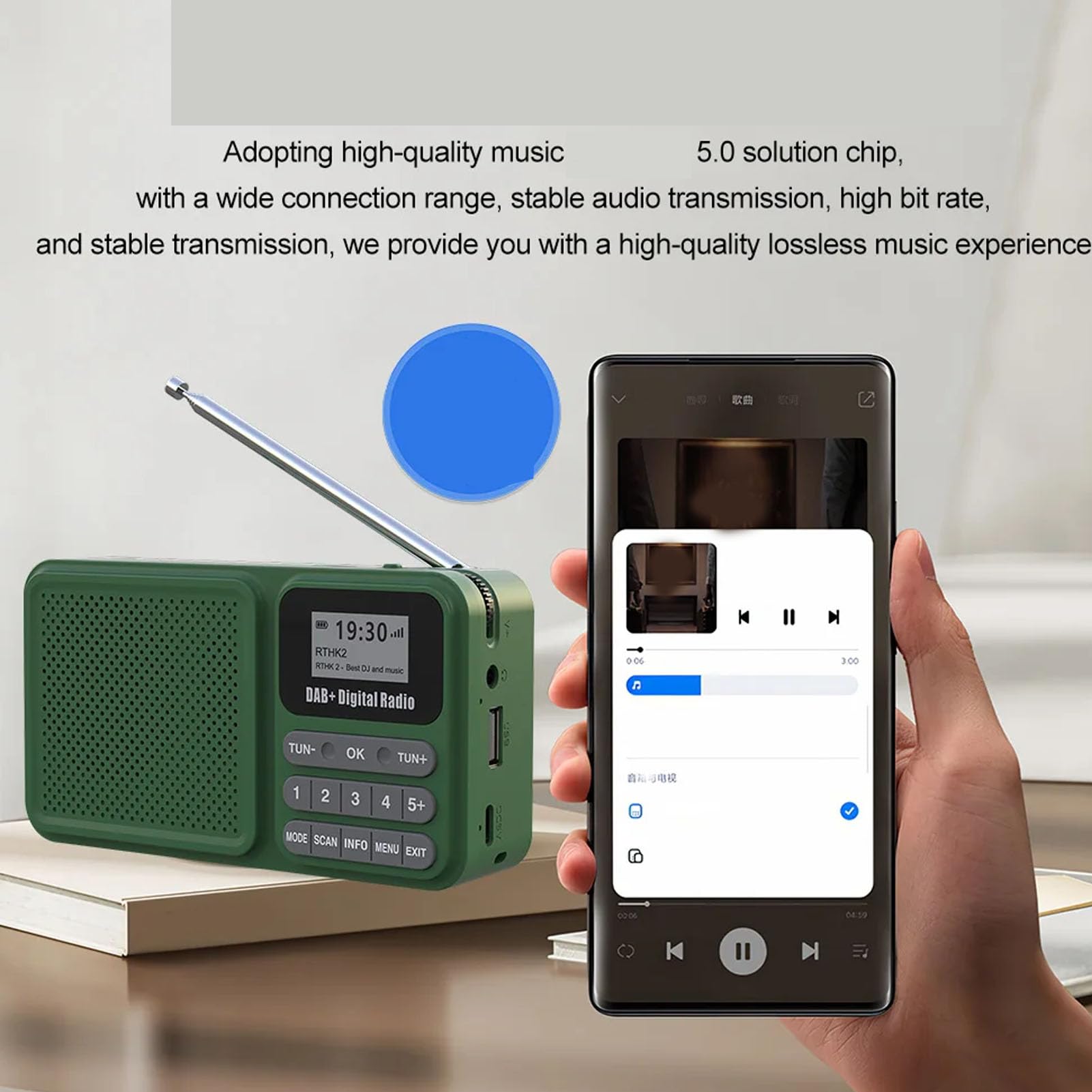 Topiky Radio DAB, altoparlante ad energia solare con suono stereo da 3 W, riproduzione di musica USB, 30 stazioni preimpostate, per ricezione DAB DAB DAB + FM