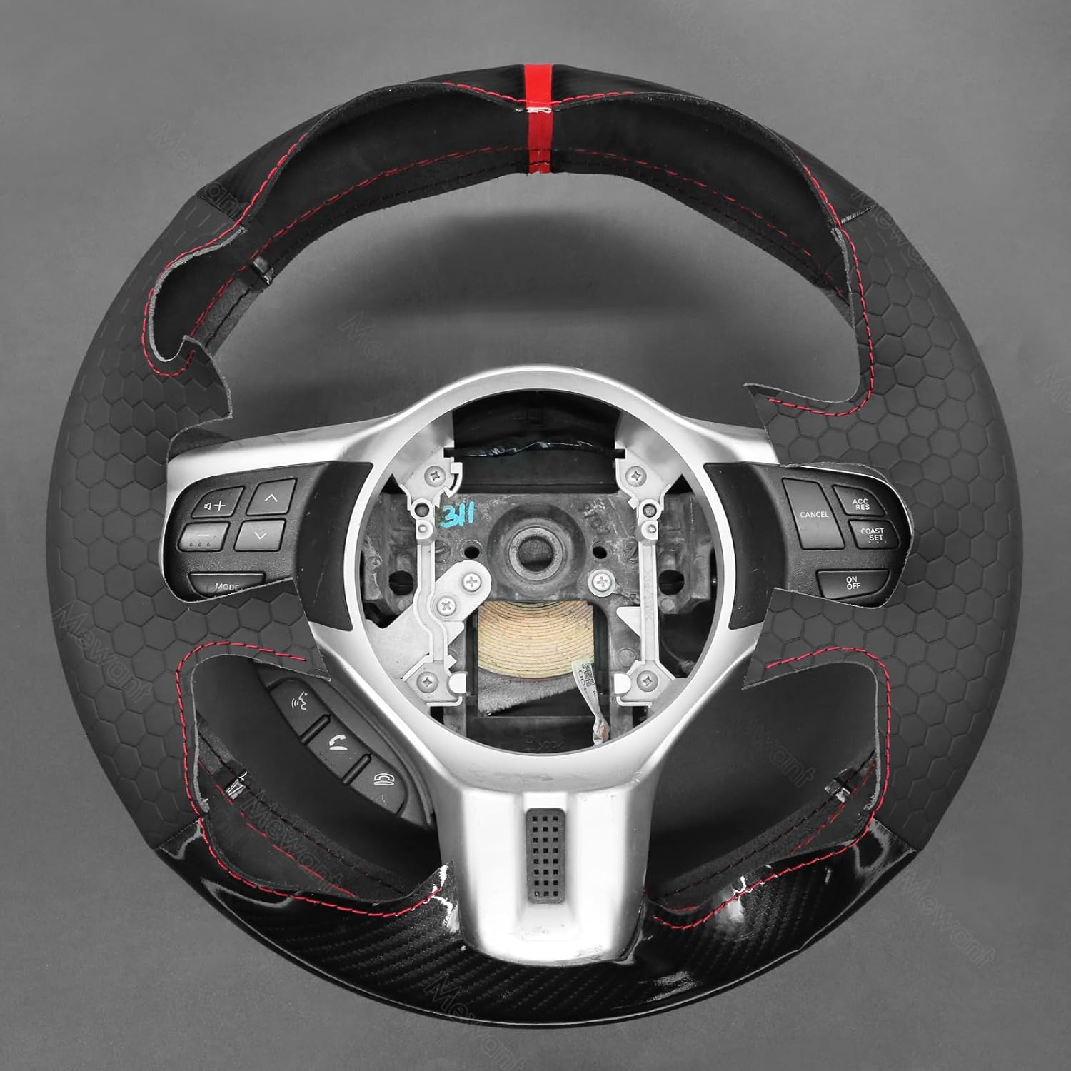 MEWANT Car Steering Wheel Cover for Mitsubishi Lancer Evolution 10 X 2008-2015 Hand-Stitched Car Steering Wheel Wrap
