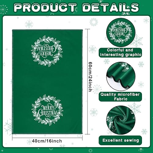 Miniatura 3 de Tatuo 6 toallas de cocina navideñas con copos de nieve, campanas de árbol de Navidad, toallas de mano absorbentes para invierno, decoración