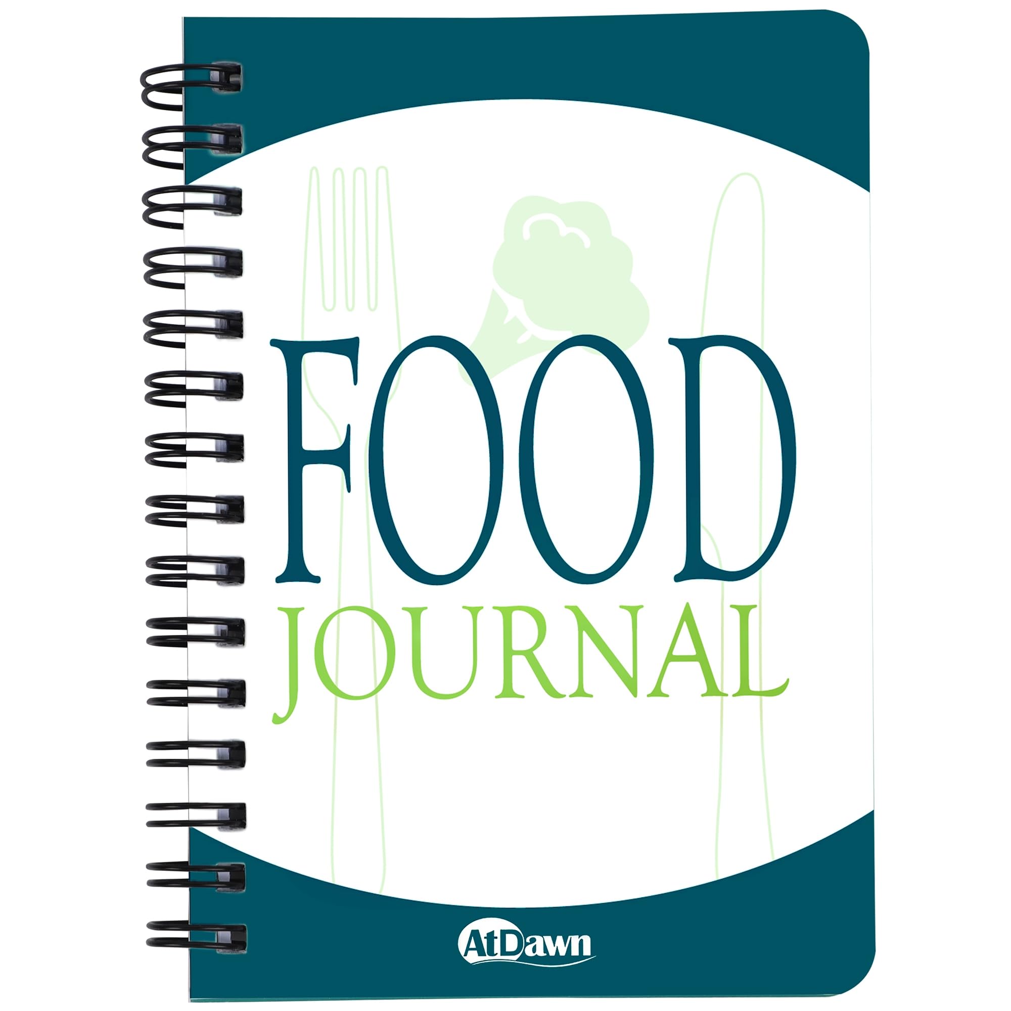 ATDAWN Food Journal/Food Diary/Diet Journal Notebook, 5x7 Inch, 120 Pages, Durable Thick Translucent Cover, Wire-O Binding