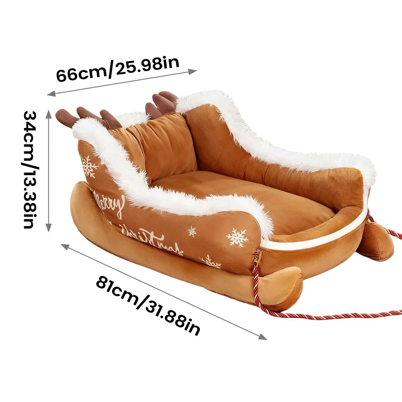 Cama de trineo de Navidad para gatos, antideslizante, cálida, suave