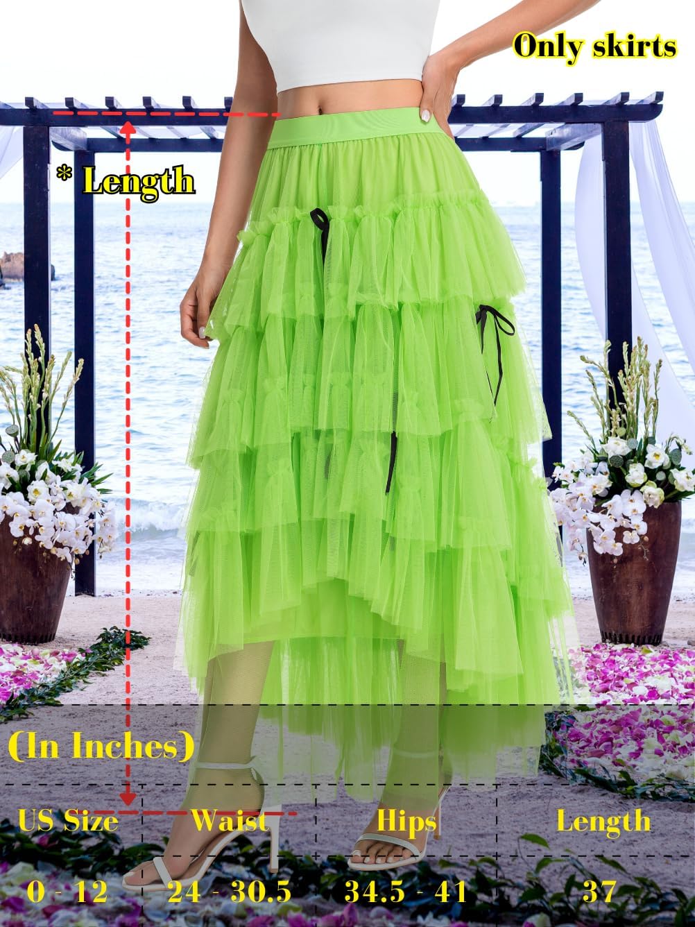 Bow Tulle Skirt,Ruffle Layered Skirts for Women,Birthday Festival Renaissance Fairy Outfits