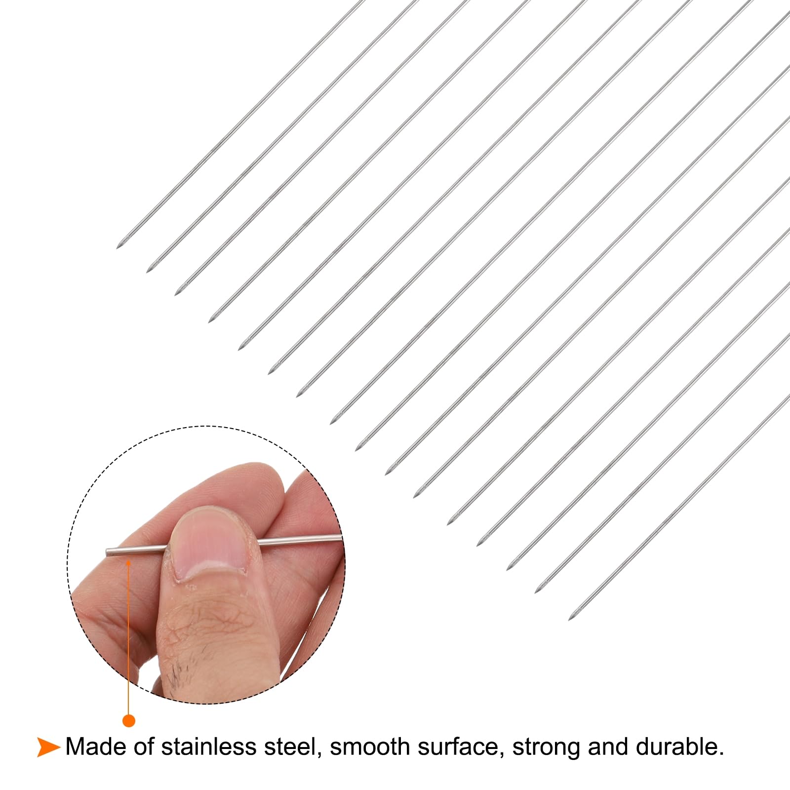 QUARKZMAN 25 szt. szpikulce do kebob metalowe 30 cm x 1,3 mm okrągłe pałeczki ze stali nierdzewnej wielokrotnego użytku BBQ szpikulce do grilla otwarty grill kij do mięsa krewetki owoce