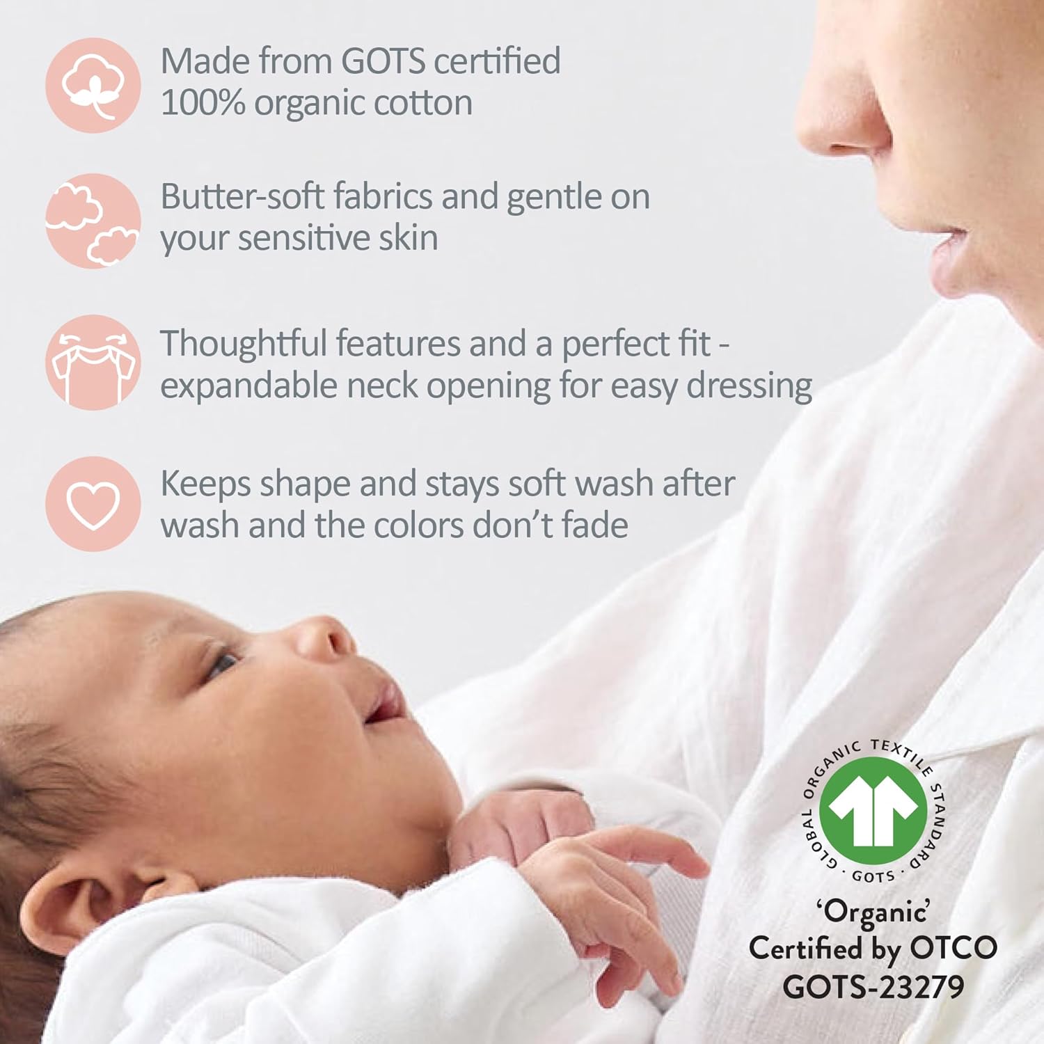 Ashley 10-Pack Long Sleeve Ruffle Shoulder Bodysuits 100% Organic for Baby Girls - Image 7