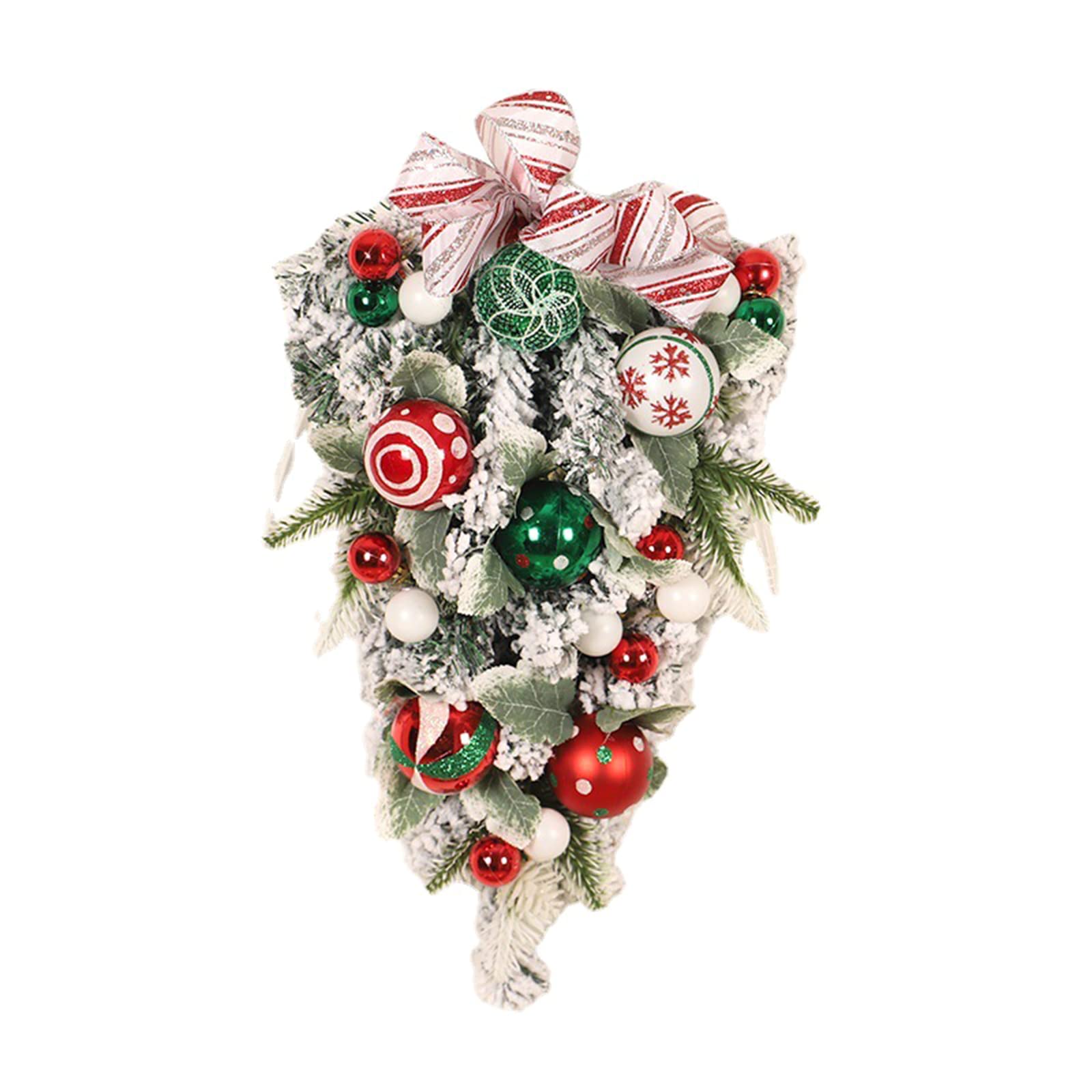 Buxuaaaa Flocking Hand Painte Christmas Wreath Decorations Upside Down Tree Ornaments Artificial Garlands 2023 New Year Gift Party Home Decors Artificial Wreath Christmas Garland Simulation Home Decor