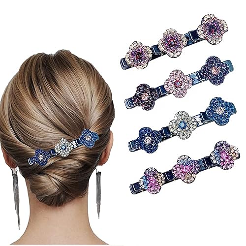 8 pinzas para el cabello trenzadas con piedra de cristal brillante bandas para el cabello pinzas para el cabello pinzas para el cabello pinzas