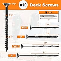 Vista 2 de #10 x 2-1/2" Tornillos para Terraza, 108 Piezas Tornillos para Madera con Cabeza Estrella, Tornillos para Madera Resistentes al Óxido para Negro