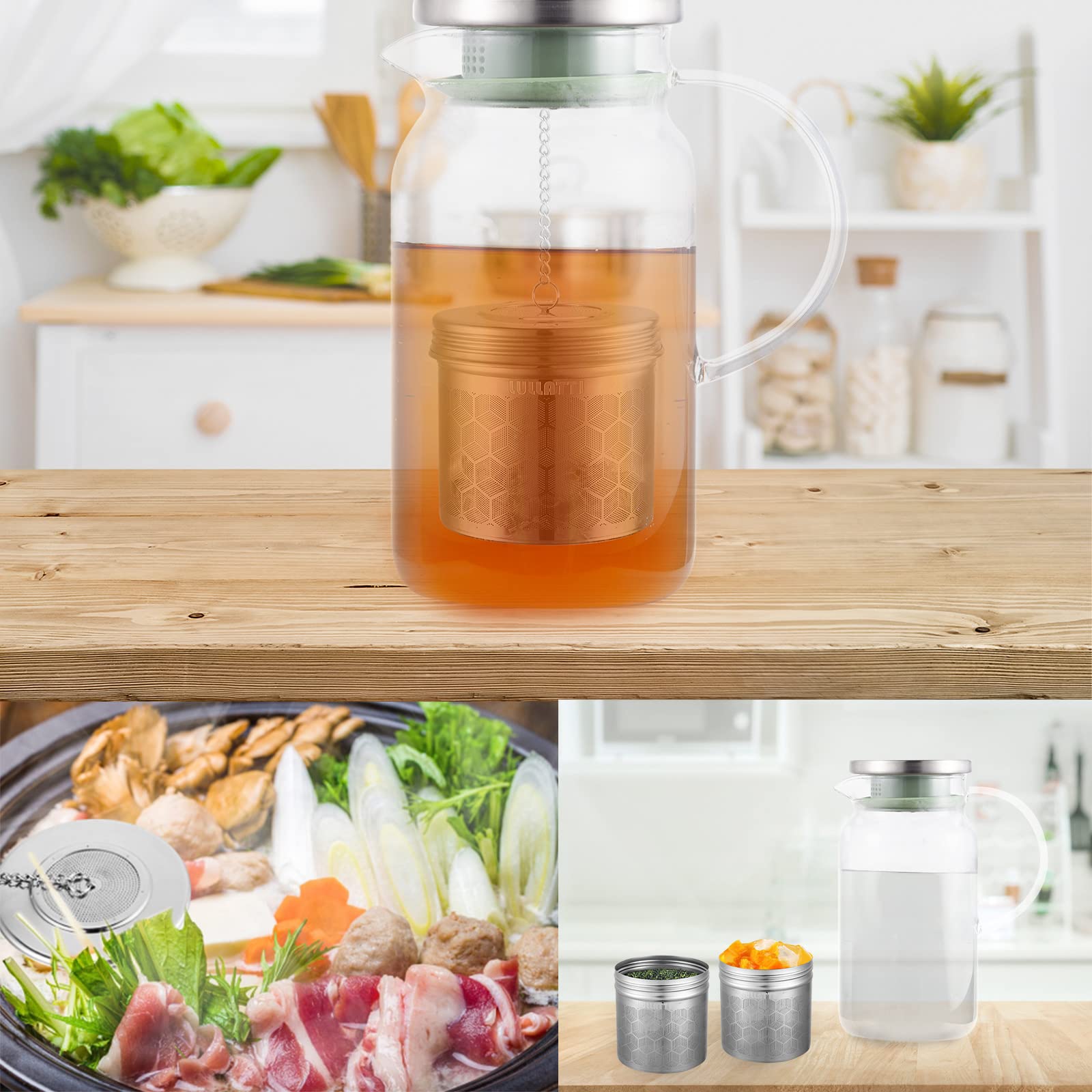 Infusor de bolas de té extra grande para jarra (paquete de 2), acero inoxidable 18/8, colador de té de malla extrafina, perfecto para preparar hierbas, té helado, café, sopa de cocina