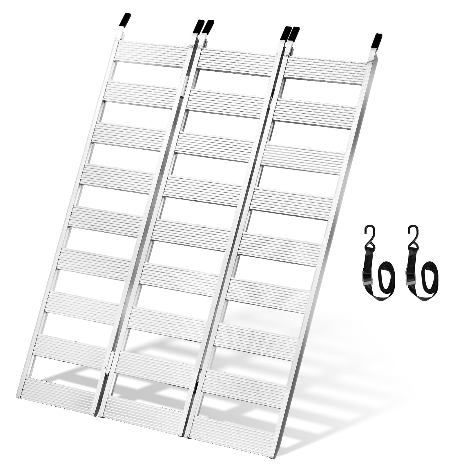 MAXIVMAN Aluminum Tri-Fold Ramp with Treads, 1,500lb Capacity (500lb per Section), 50” W x 76” L - Versatile Loading Ramps for Lawn Mower, Shed, Pickup Trucks, Motorcycles, and ATVs