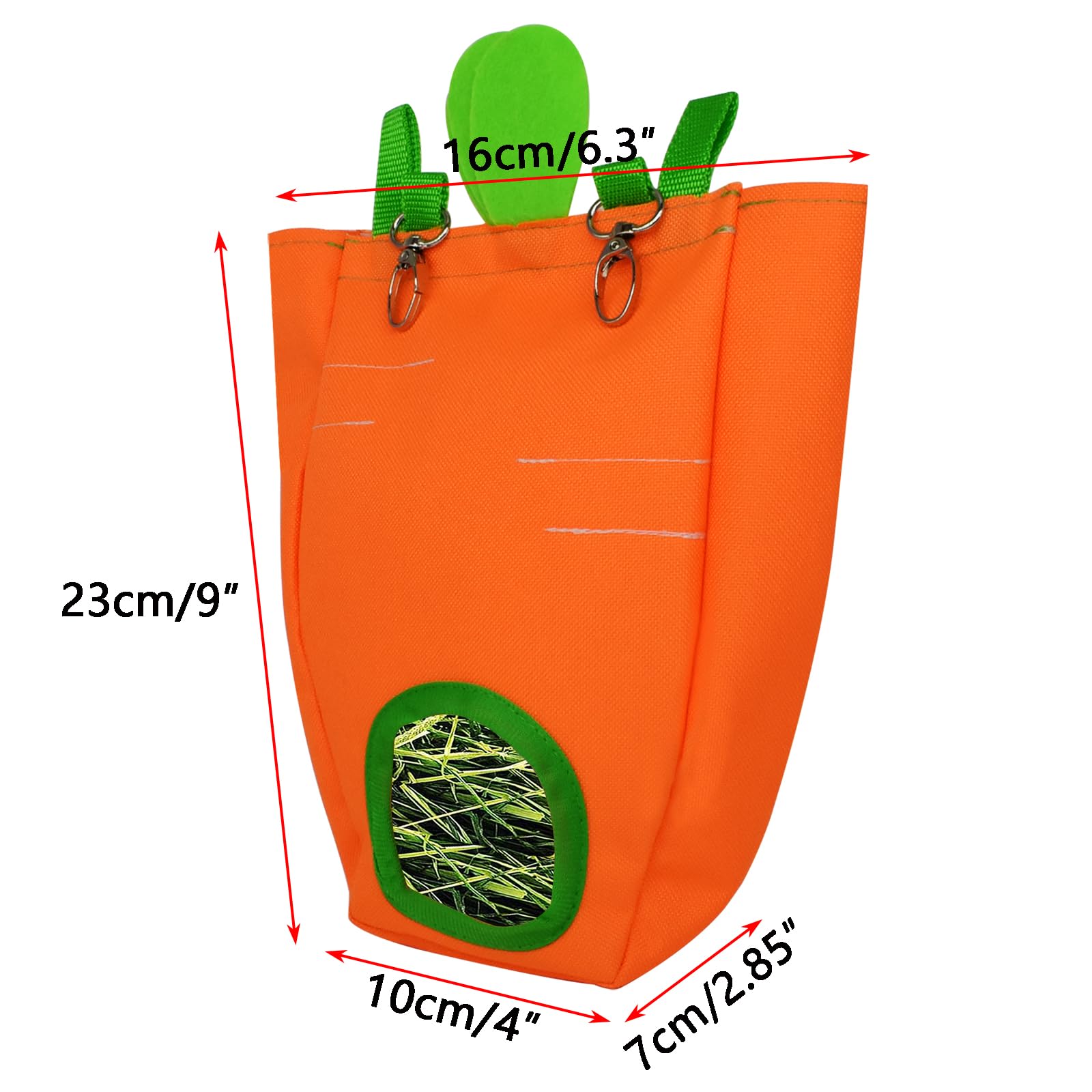 GKYZBB Rabbit Hay Feeder Bag for Cage Guinea Pig Timothy Hay Dispenser Storage Manger Hanging Large Less Waste for Bunny (Carrot) - image 2
