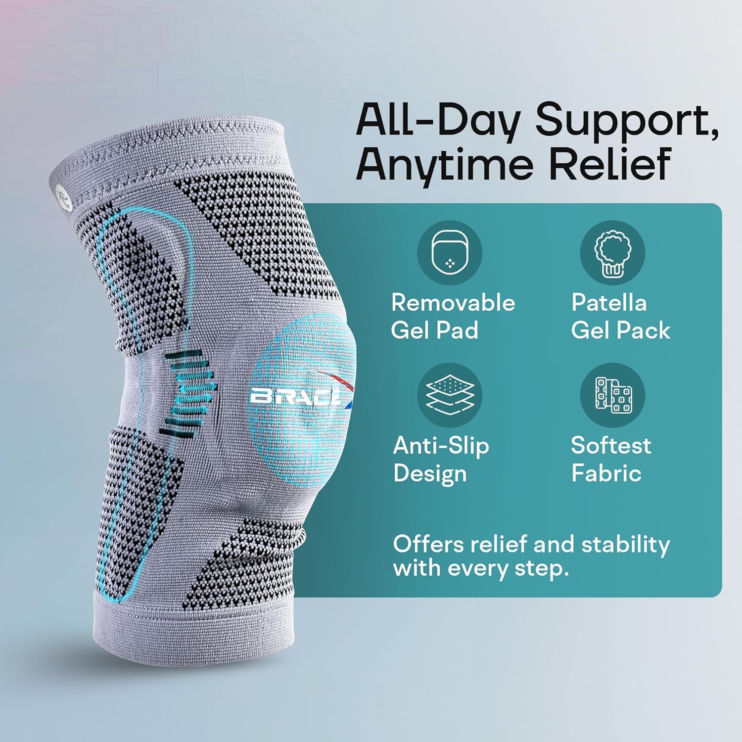 Compression Knee Sleeve for Men and Women | Patellar Stabilizing Knee Brace for Arthritis Pain, Sprains, Injured Knees, and Sports Injuries | Insertable Hot and Cold Gel Knee Pad