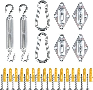 VASLON Sun Shade Sail Hardware Kit, 6 Inch 304 Stainless Steel Sun Sail Hardware Kit for Triangle/Rectangle/Square Sun Shade Sails Installation (40 PCS)