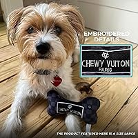 Vista 5 de Haute Diggity Dog Black Checker Chewy Vuiton Bone, Juguetes de Peluche de Diseñador para Perros con Chirriador Interactivo, Estimulante
