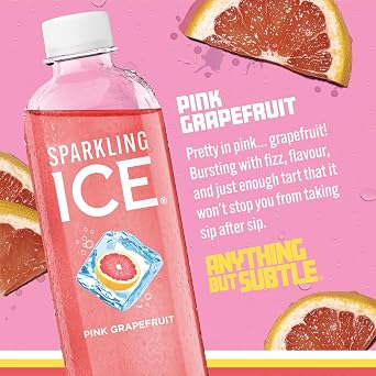 Sparkling Ice Pink Grapefruit Flavoured Sparkling Water, 500ml, 6 Bottles, No Added Sugar