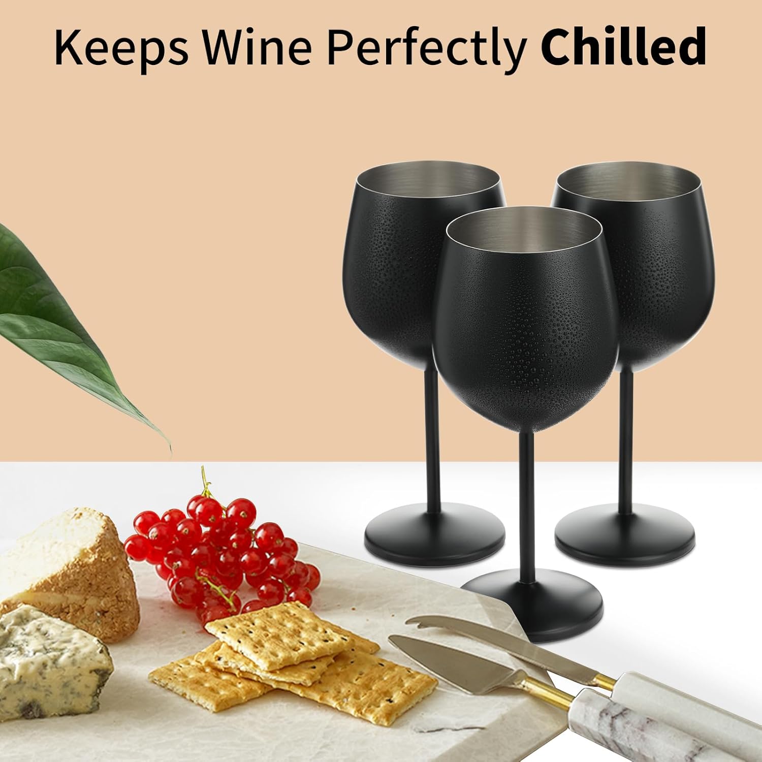 Stainless Steel Wine Glasses Set of 2 — Unbreakable, Stemmed Metal Wine Glass for Outdoor Events and Trips. Elegant and Fancy — Perfect for Holidays, Birthdays, and Anniversaries(Black) - Image 3