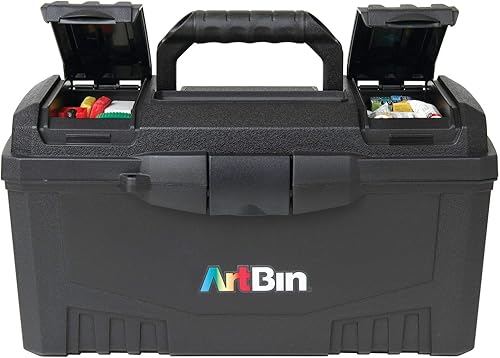 Miniatura 8 de ArtBin 6918AB Caja de suministros Twin Top de 17 pulgadas, organizador portátil de suministros de arte y manualidades con asa, 1 estuche de