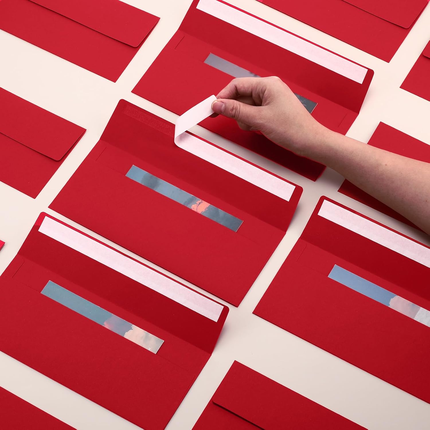 Jutom 500 Pcs Kraft Envelopes Letter Size Bulk #10 Business Strong Sealed 4-1/8 x 9-1/2 in Flap Office Printable Mailing Envelopes Windowless Invisible(Red)