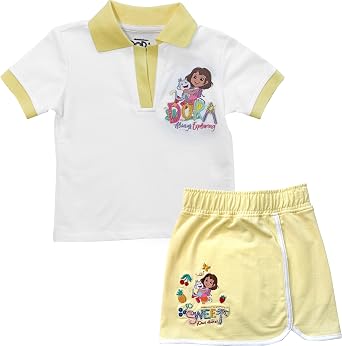 DORA Girls Dora the Explorer Girls 2-piece Embroidered Polo & Skort Outfit Set |Toddler