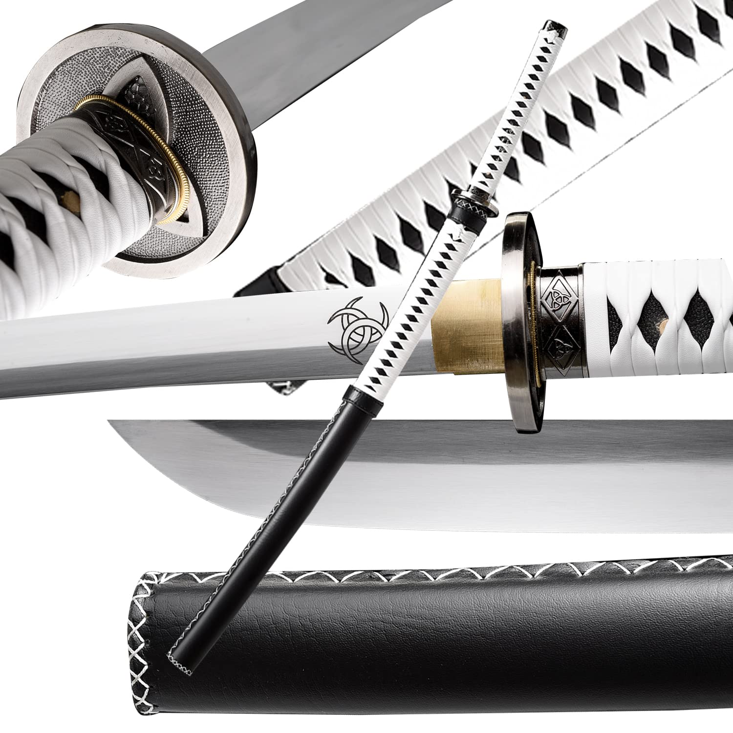 Espada samurái | Espadas katanas tradicionales forjadas a mano, samurái de anime japonés auténtico | Colección de katanas de acero de alto carbono, afilada espiga completa (Dth)