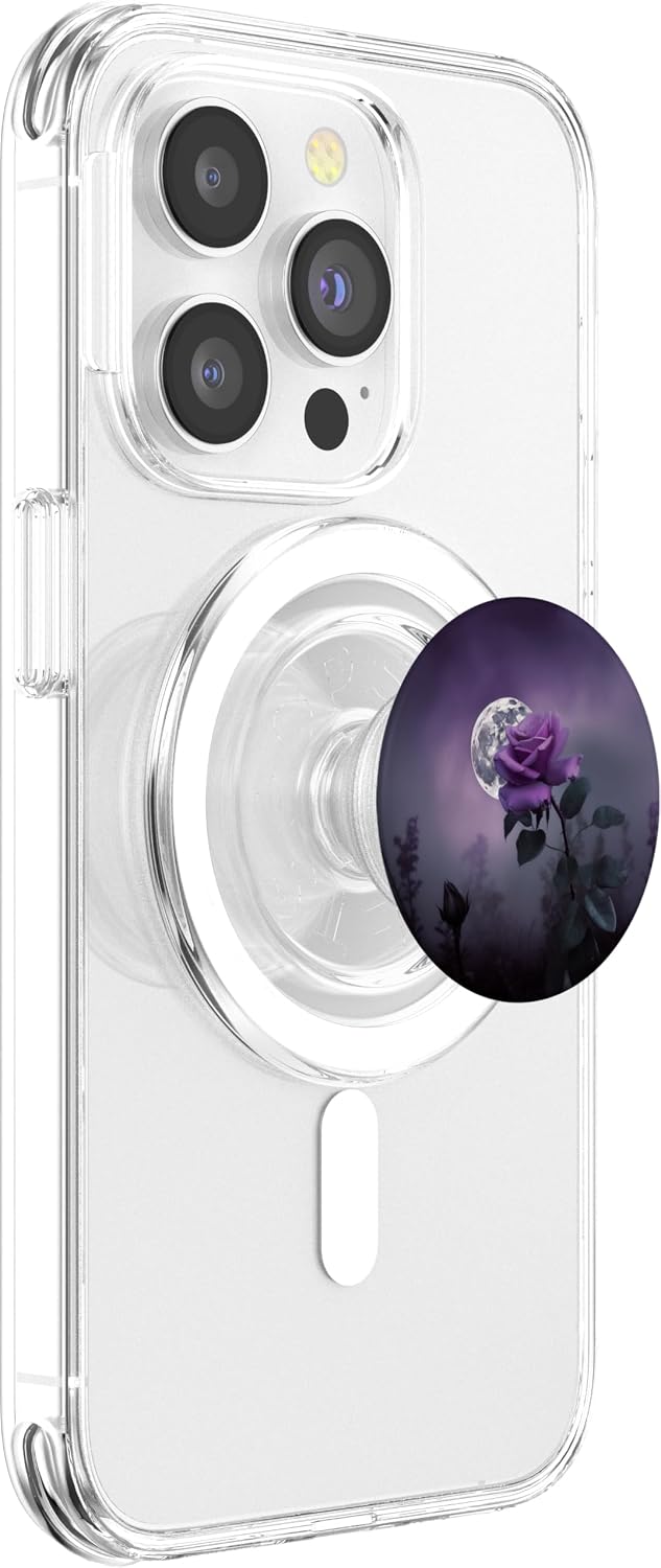purple rose on th moon light PopSockets PopGrip for MagSafe