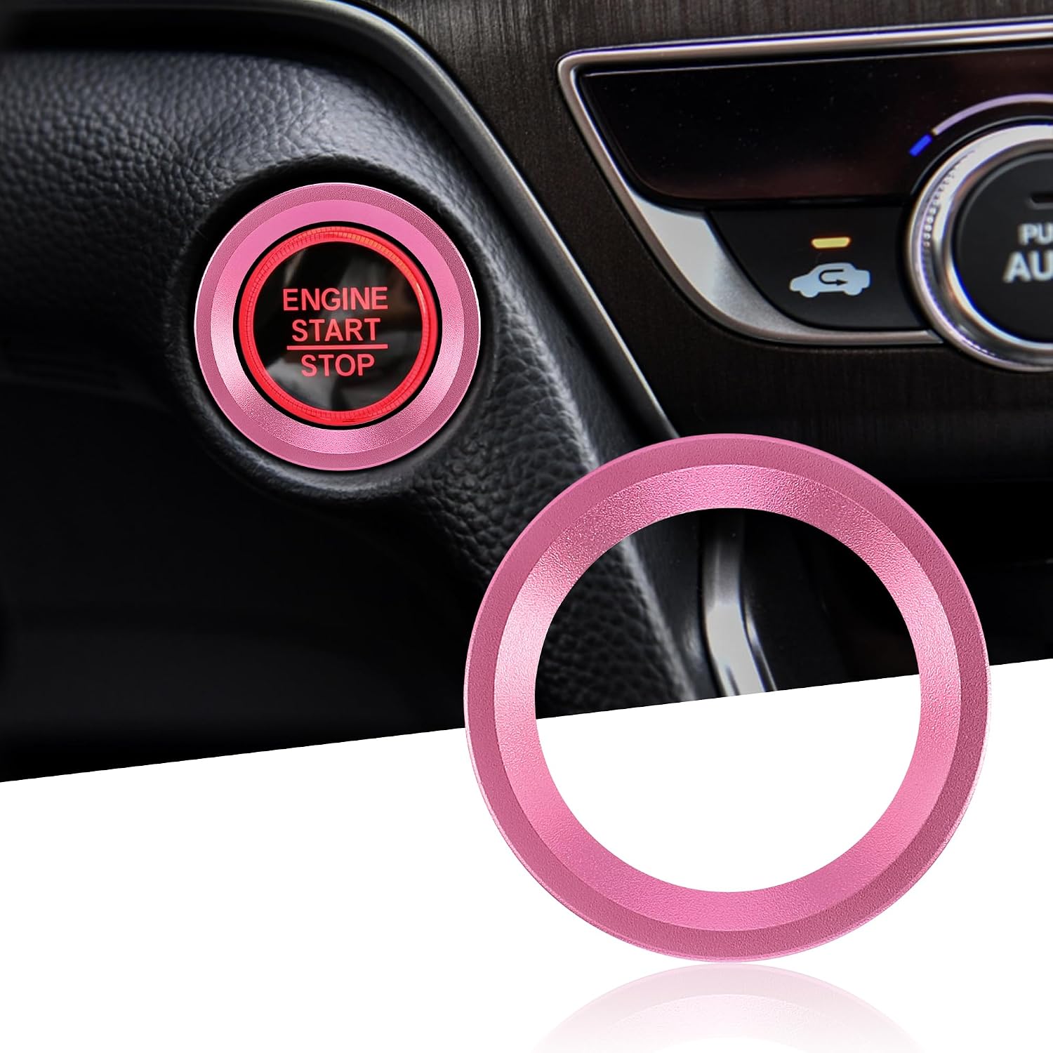 TOMALL Aluminum Engine Start Stop Push Button Cover Trim Compatible with Honda Accord Sedan Sport EX EX-L LX 2018-2023 Car Engine Ignition Start Button Cap Surrounding Trim Ring Decoration (Red)