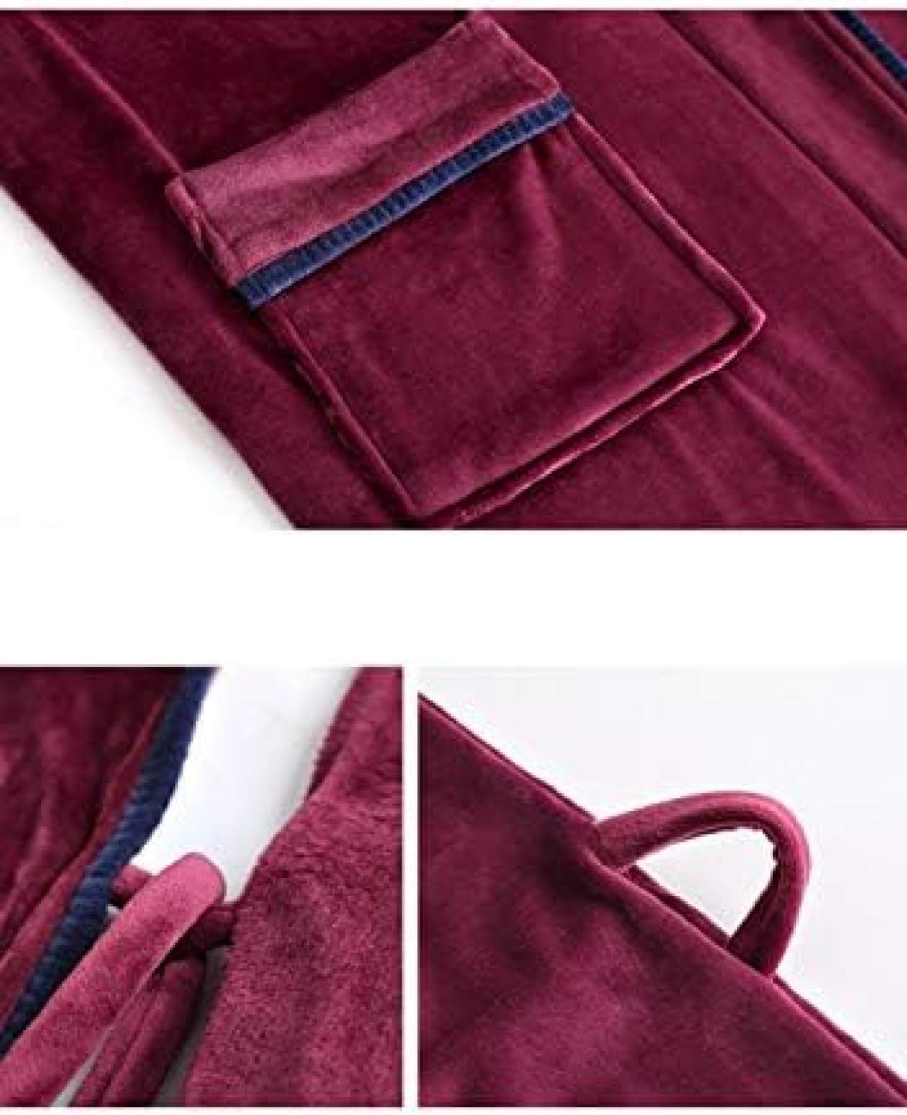 Albornoz De Baño Para Hombre, Camisón De Primavera Y Otoño, Pijamas Gruesos Y Alargados, Albornoz Cálido De Franela Para Invierno,Vino Rojo,XL