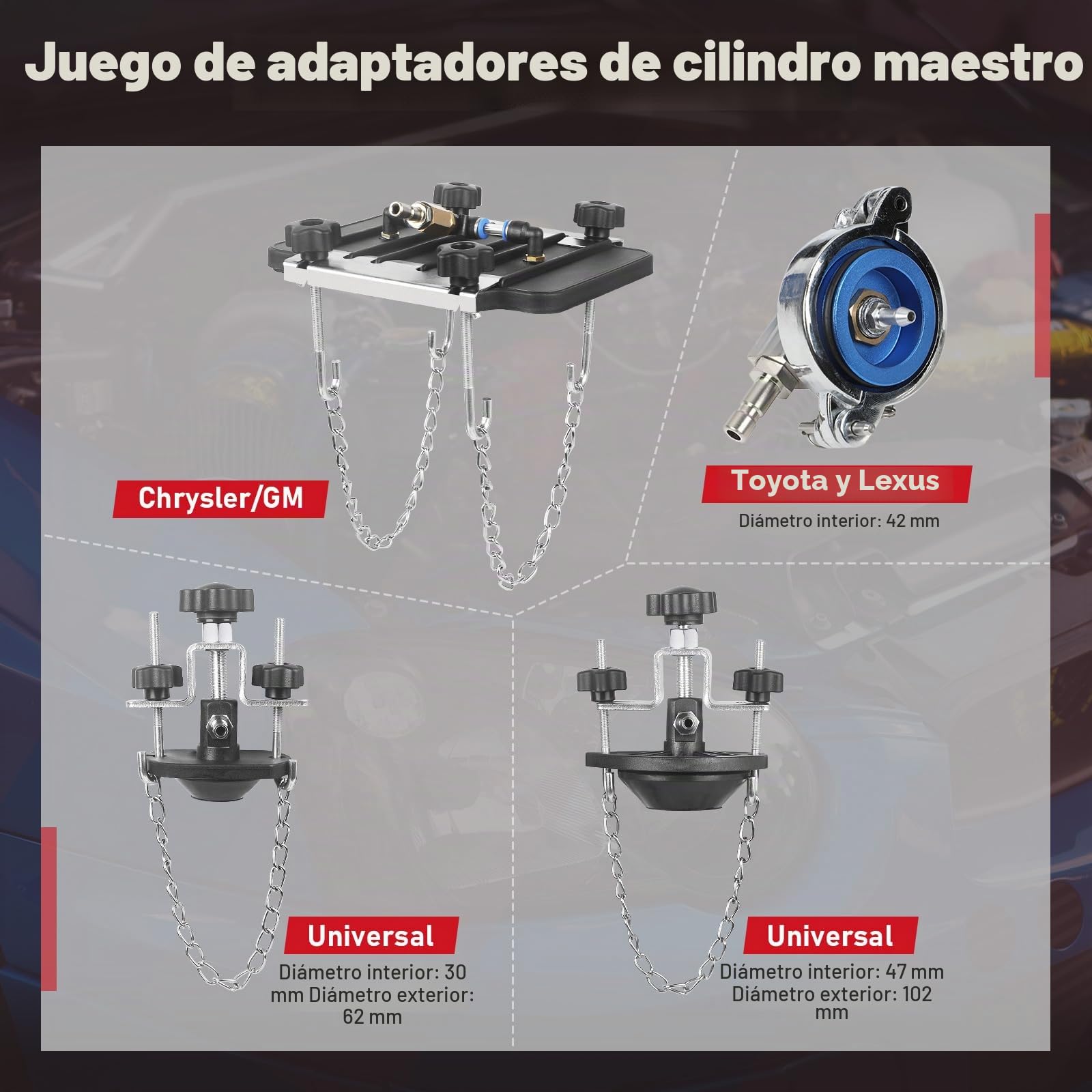 Adaptador de purga de frenos Kit de purga de cilindro maestro de frenos de 12 piezas con conector rápido japonés Kit de purga de frenos Compatible con la mayoría de los kits de purga de frenos