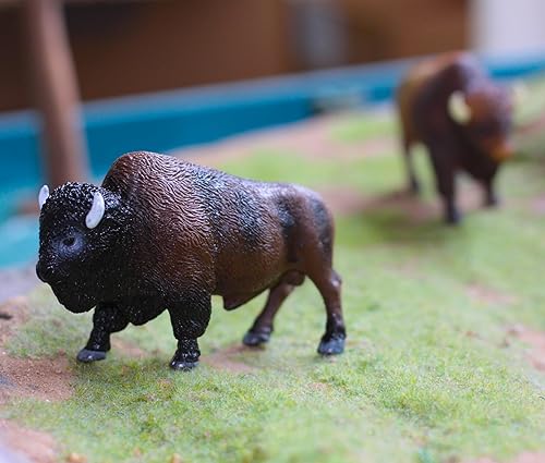Miniatura 6 de Gemini&Genius Figura de bisonte norteamericano, figura de acción de toro, juguete de juego de vida silvestre para niños, pintado a mano, juguetes