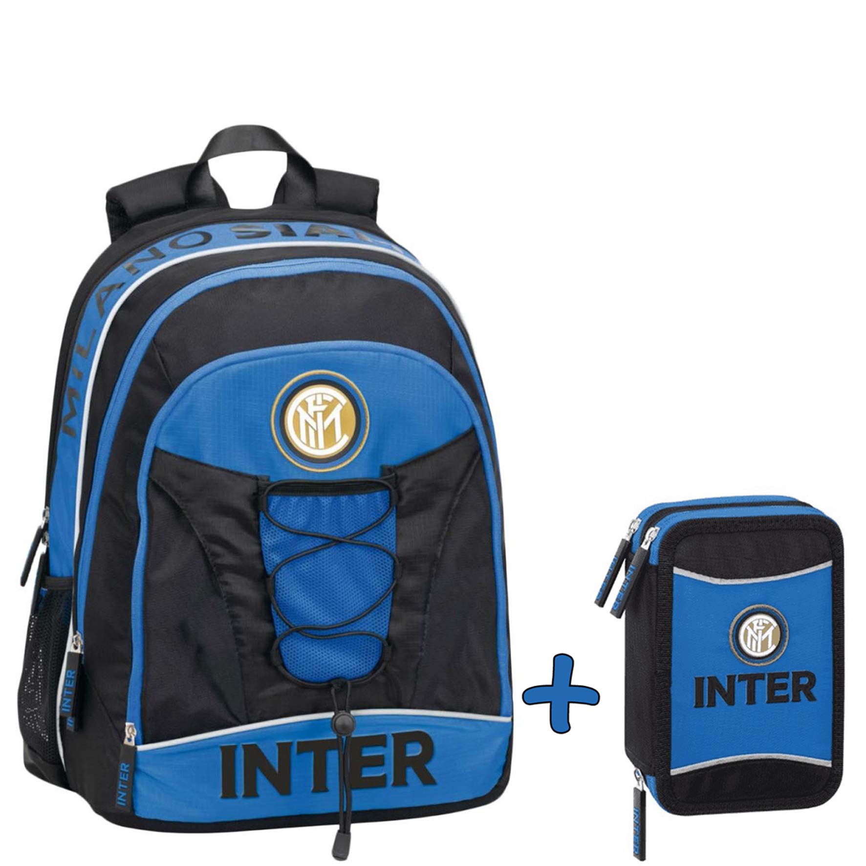 Schoolpack Zaino Organizzato F.C. INTER + Astuccio 3 zip completo di cancelleria - scuola 2019-20