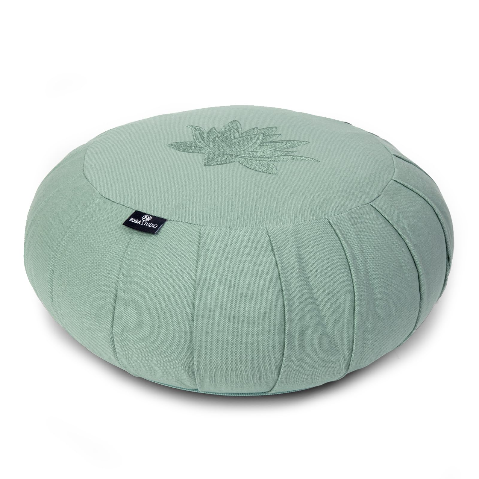 Yoga Studio Zafu Coussin de méditation rond plissé - Motif feuille de lotus