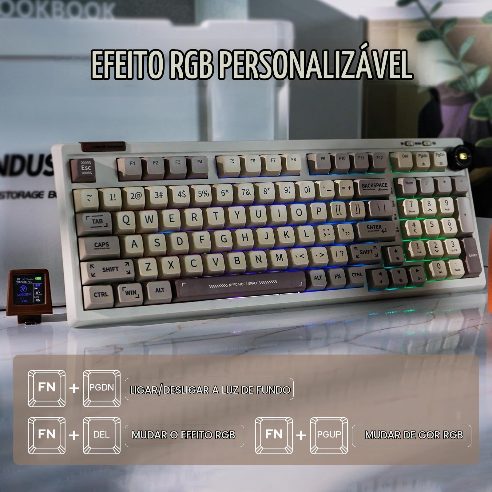 EPOMAKER Teclado retrô para jogos RT100 com tela de exibição, BT5
