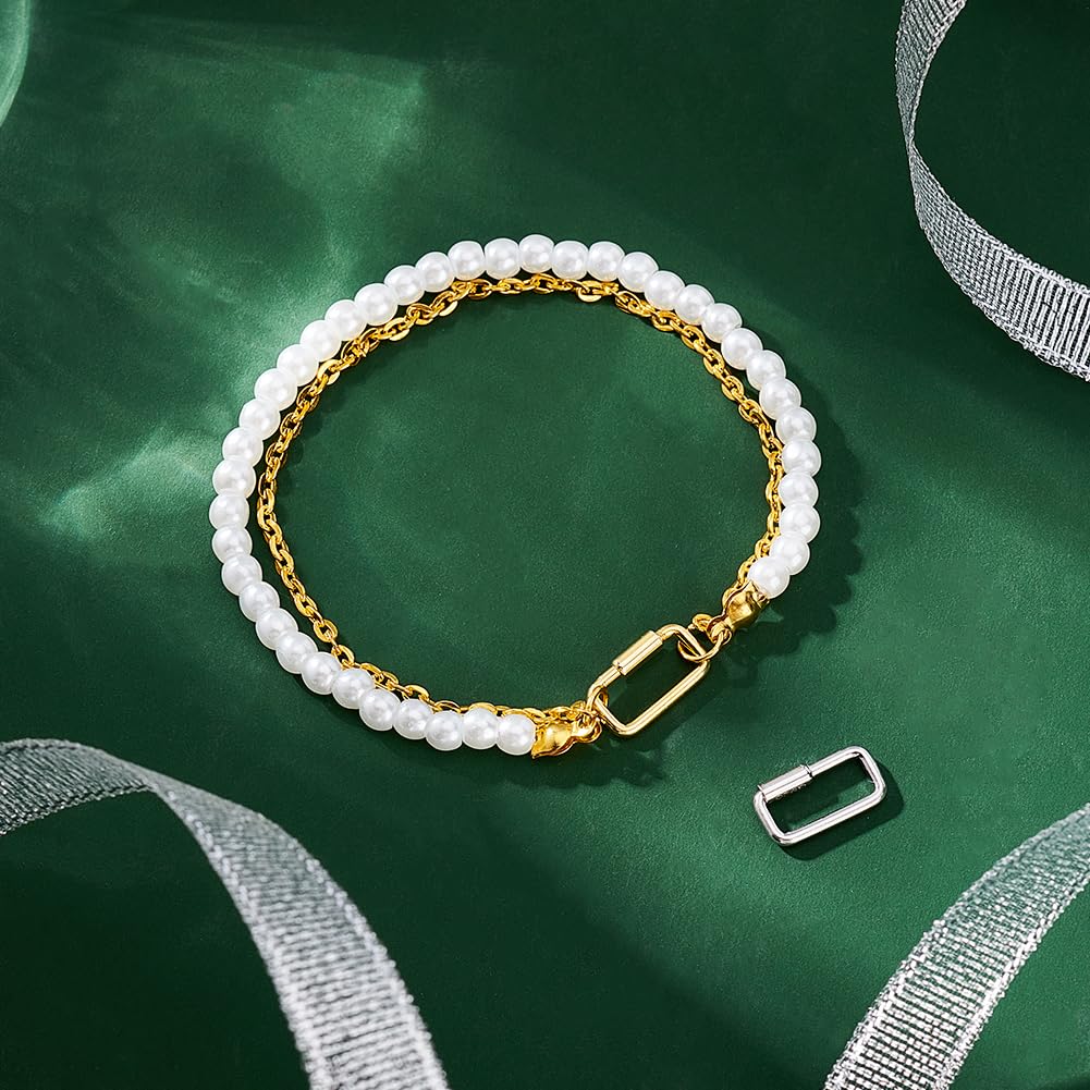 AHANDMAKER 2 pezzi di chiusura a moschettone rettangolare con vite in argento sterling, chiusura a moschettone, chiusura a clip, gancio rapido