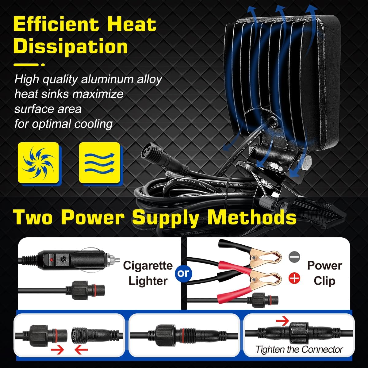 WFPOWER LED Boat Spotlight with Clip, Super Bright Headlights with Clamp, Boat Spreader Led Pod 48W 12V Marine Lights for Kayak Bass Jon Fishing T-Top Deck Dock Truck Car Lights 4X4 SUV