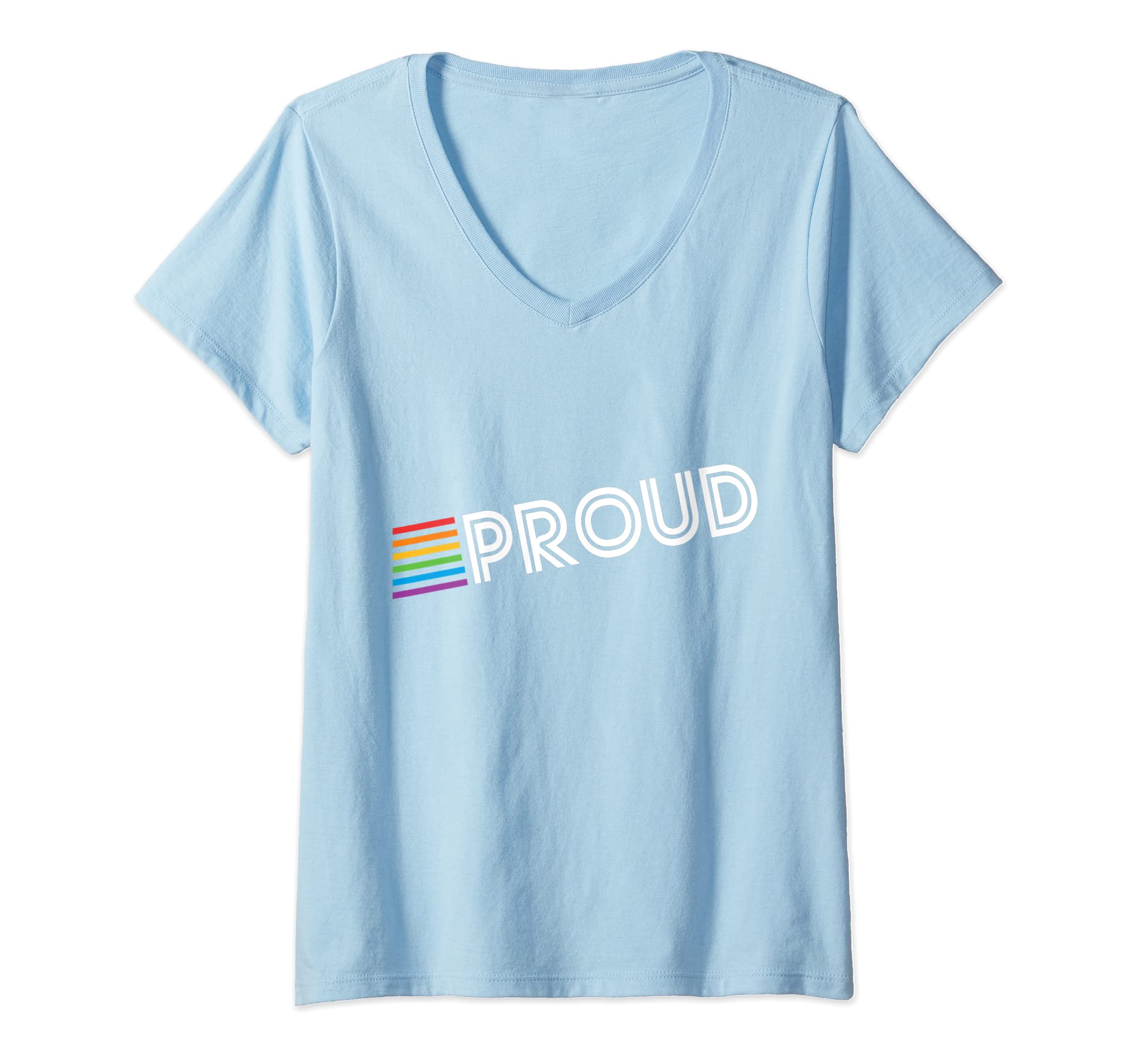 Gay Pride OutfittersWomens Retro Rainbow Proud V-Neck T-Shirt