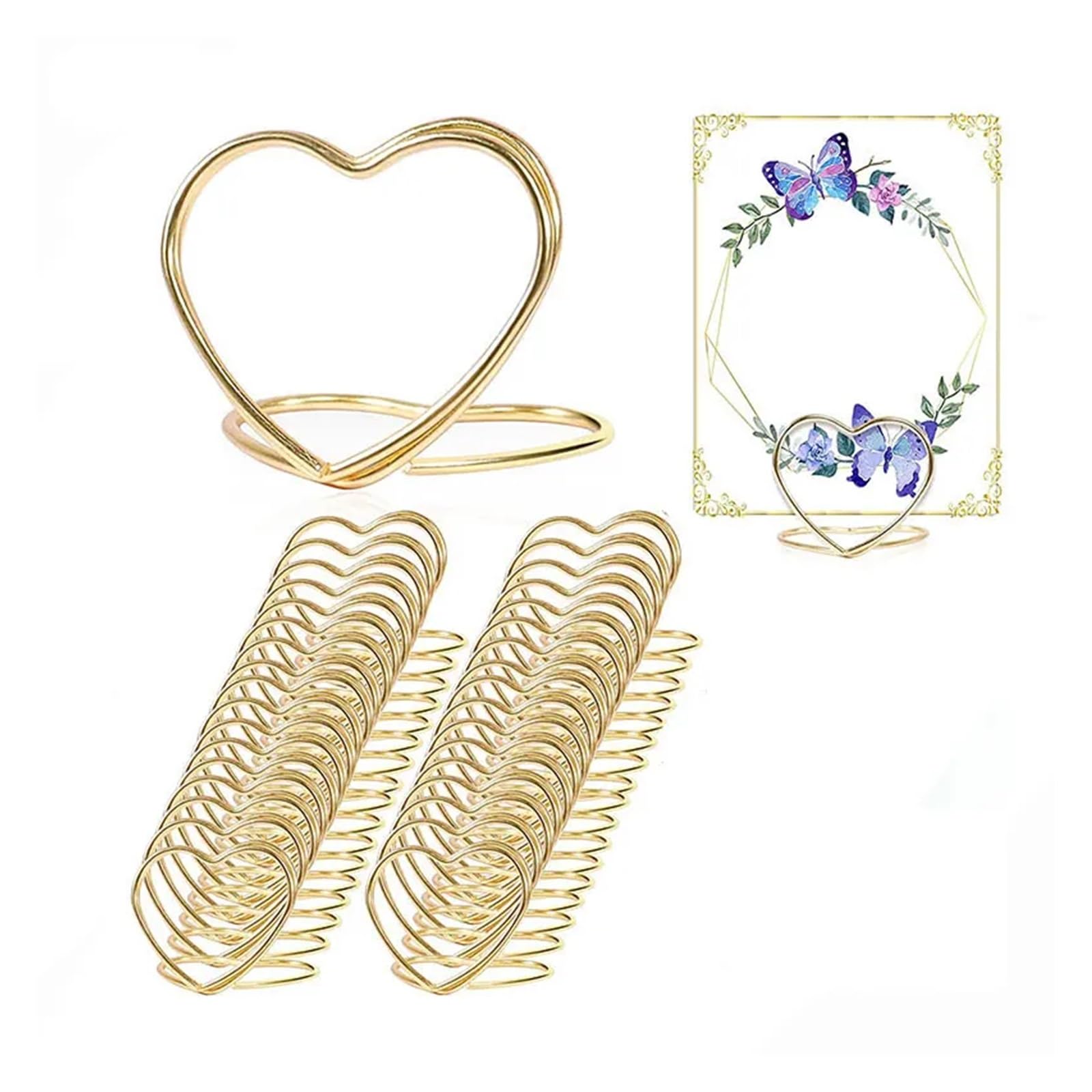 VHcgCGJ Table number holder, 22Pcs Metal Place Card Holders Photo Clip Stands Wedding Table Number Name Sign Birthday Party(Gold)