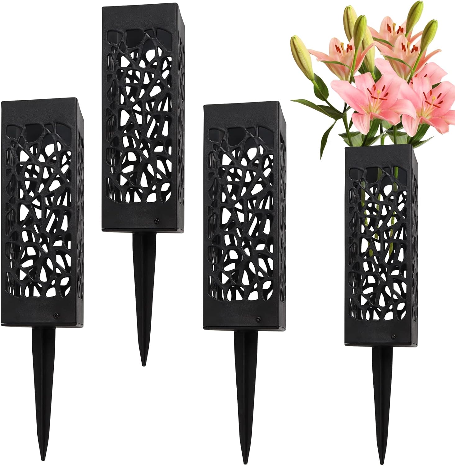 NHYAMX 4 Pack Memorial Cemetery Floral Holder Headstone