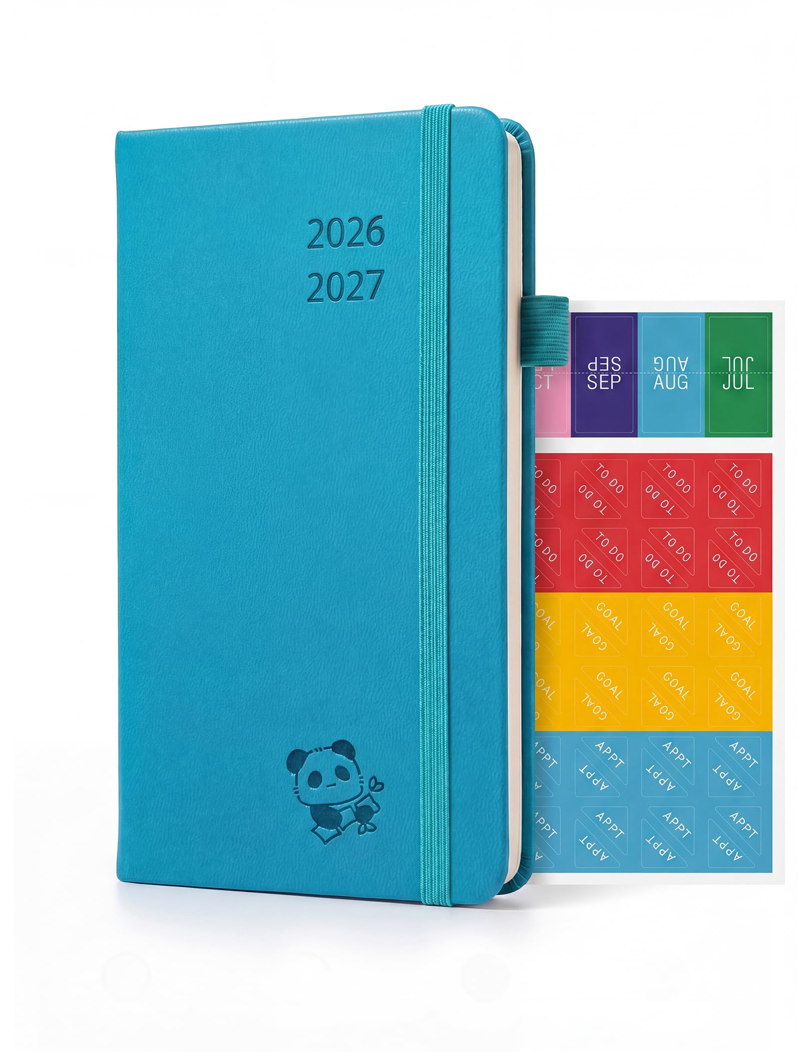 YihurKis Academic Pocket Diary 2026-2027, A6 Slim (15.5x9cm) - 17-Month Weekly & Monthly Planner (Aug 2026-Dec 2027), with Pen Holder, Leather Hard Cover, Blue