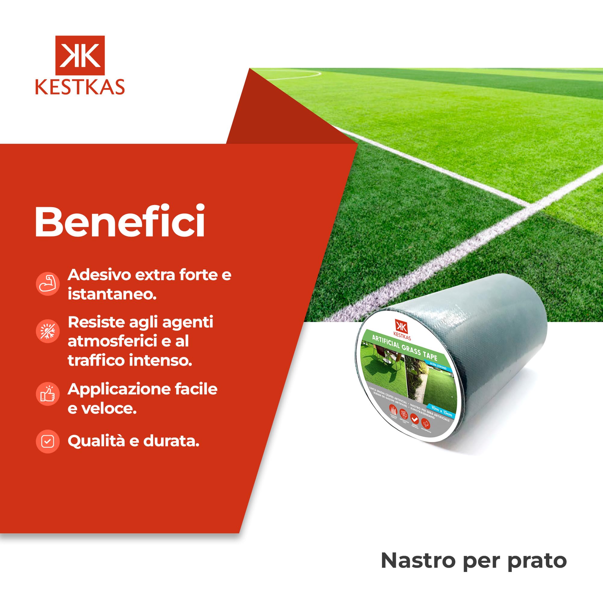 Adesivo per Prato Sintetico 15cm x 10m (Pack 2) Nastro Prato Sintetico - Nastro Adesivo per Erba Artificiale - Erba Sintetica per Esterno - Tappeto da Giardino